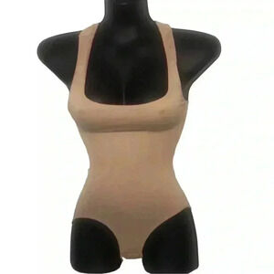 FIX Shapewear Beige Racerback High compression bodysuit size L/XL NWOT